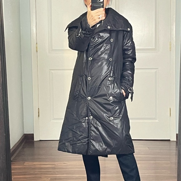 Martin Margiela black double breasted shiny trench coat size 6 - Picture 1 of 17